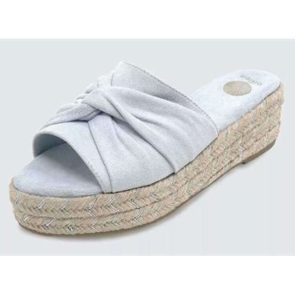 Nalho Sai Yoga Mat Platform Espadrilles Light Baby Blue Twist Comfort Sandals 6 - Picture 1 of 14